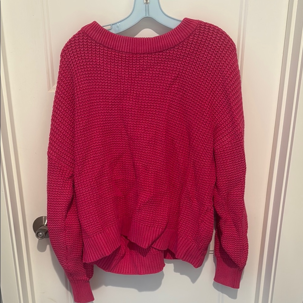 NWT XL Old Navy Pink Crew Neck Sweater Chunky Knit Relaxed Fit